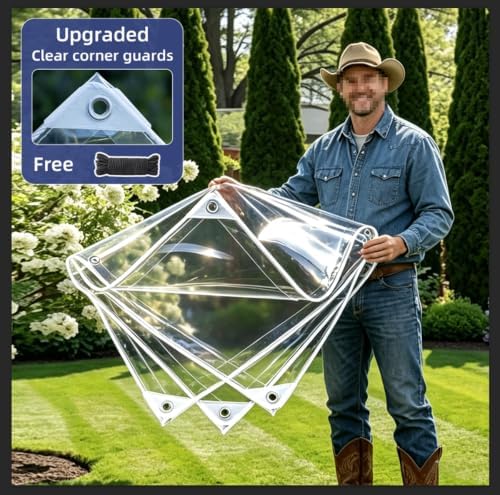 clear tarp 14mil heavy duty clear vinyl plastic, side view