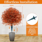 yangrass 2 pack fall artificial cedar topiary balls, close-up detail
