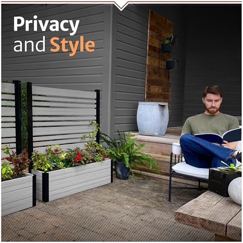 enclo 4fth florence privacy screen w/planter box, freestanding shown in use