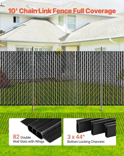 vevor bottom locking privacy slats, double-wall vertical bottom-locking showing dimensions