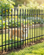 arifaro 5 panel metal garden fence 32" h, side view