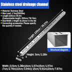 Slim Channel Drain Kit - Stainless Steel Trench Drain System for Outdoor Yard Patio & Driveway - Efficient Underground Drainage with Grate (H3*W7CM/H1.18*W2.76IN)