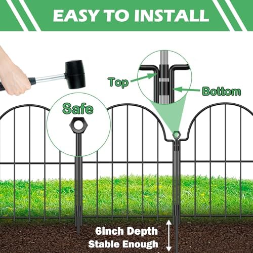 blingluck decorative garden fence, 17in(h) x 21ft(l), with, close-up detail