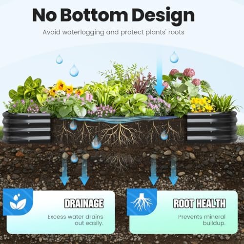 quictent galvanized oval raised garden bed kit, 6x3x1 showing dimensions