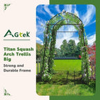 agtek 87" h×65" w metal garden arch trellis showing dimensions