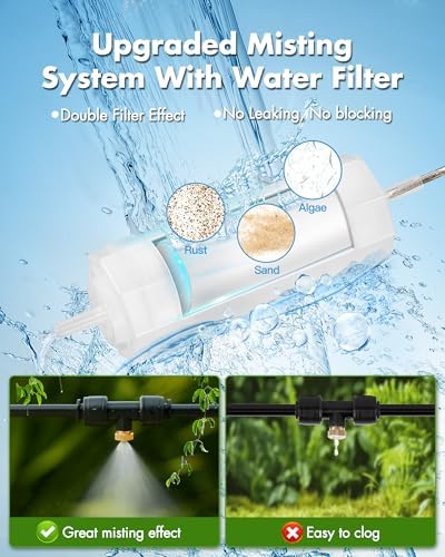 misters for outside patio with water filter, close-up detail