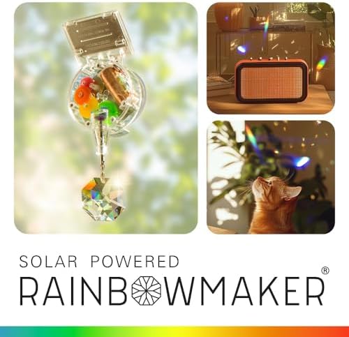 kikkerland solar powered rainbow maker – prism suncatcher shown in use