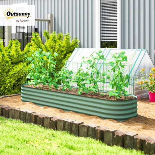 outsunny 8' x 2' x 1' galvanized raised shown in use