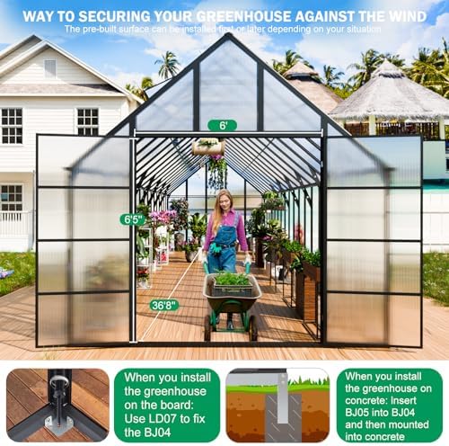cdcasa 10x36 ft greenhouse for outdoors, massive easy shown in use