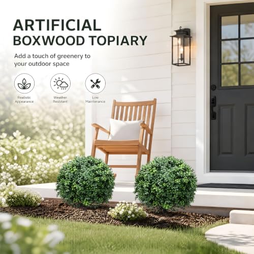 24 inch artificial boxwood topiary trees, set of showing dimensions