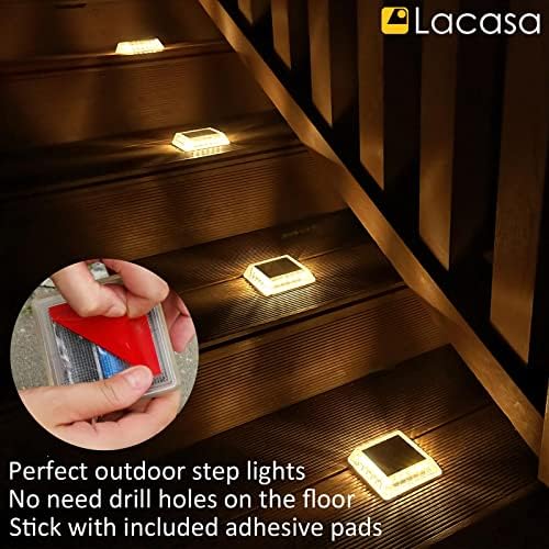 lacasa solar deck lights, 4 pack 30lm led, close-up detail