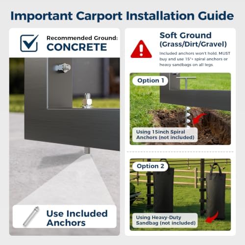 homshade 12x20ft metal carport with removable sidewalls &, view 10