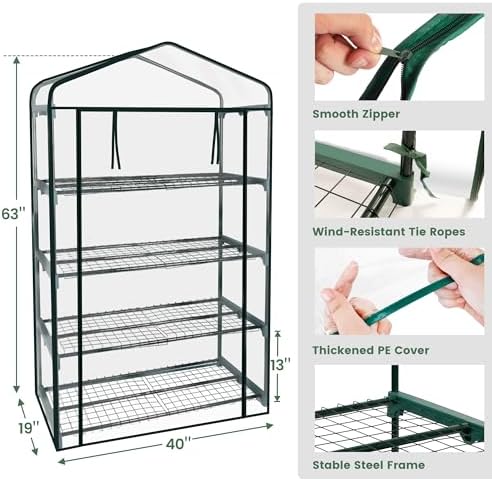 worth garden 50% extra wide mini greenhouse 4 showing dimensions