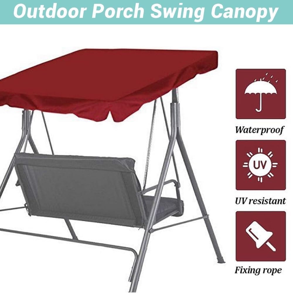 Patio Swing Canopy, Outdoor Swing Replacement Top Cover 65x45/75x45/78x47/85x45in Porch Swing Canopy Cover Anti UV Sun Shade Canopy for Garden Yard Park Seat(Green,75x47in-190x120cm)