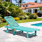 serwall hdpe outdoor chaise lounge with cup holder shown in use
