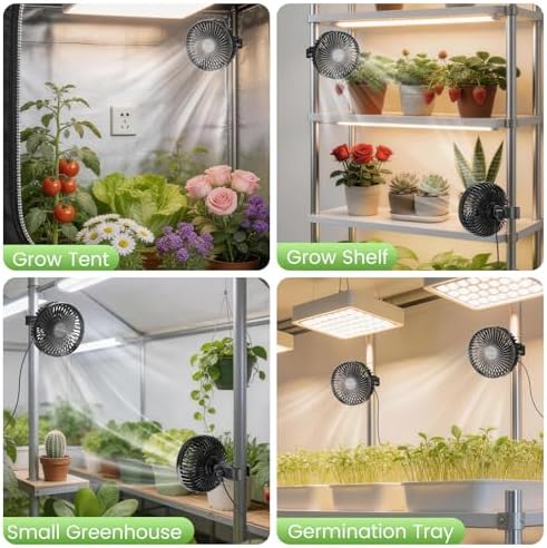 5" clip-on fan 2 units for grow tent, front angle view