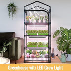 indoor greenhouse with grow light, 4-tier plant stand, package contents
