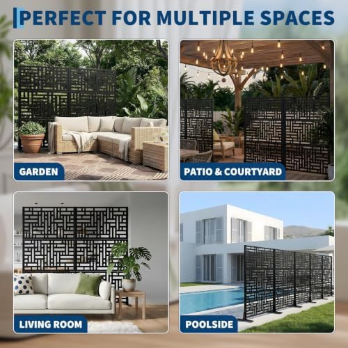garvee metal privacy screen outdoor, 72"h×47"w balcony patio on a desk or shelf