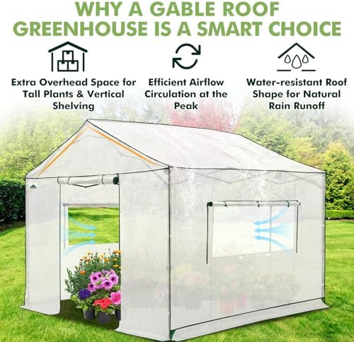 eagle peak 10x10 pop up walk in greenhouse shown in use