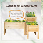 outsunny raised garden bed set of 3, wooden showing dimensions