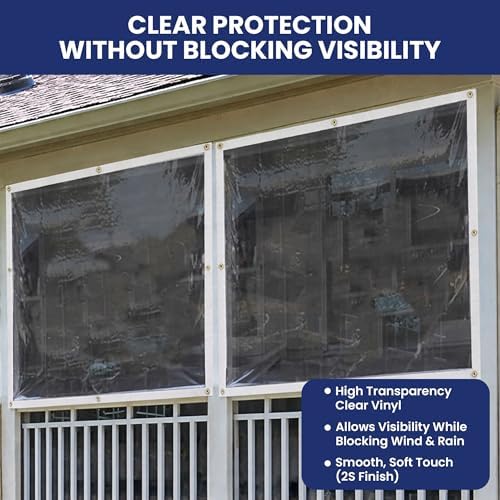 tarps now marine grade clear vinyl tarp, (6', front angle view