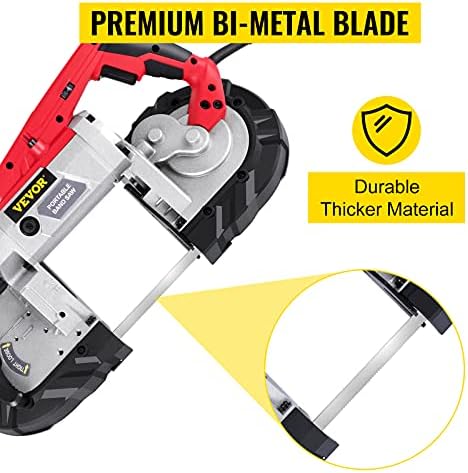 vevor portable band saw, 5inch cutting capacity corded showing dimensions