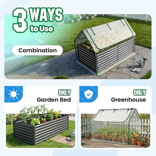quictent large raised garden bed with cover 6x3x2 shown in use