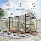 greenhouse for outdoors 8x12x7.8ft, polycarbonate greenhouse with stronger showing dimensions