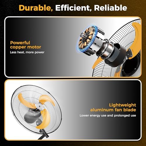 cammoo 18 inch wall mount fan oscillating, 600d, front angle view