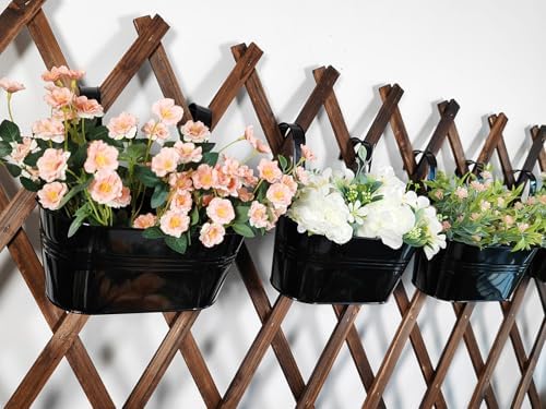 10" metal hanging planter for railing with detachable, front angle view