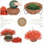 2 set artificial fake mums flowers plants with, front angle view