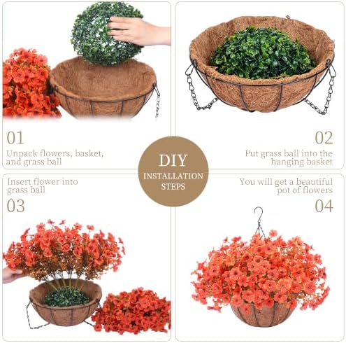 2 set artificial fake mums flowers plants with, front angle view