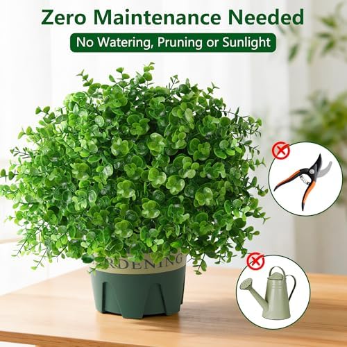 florisso fake plants artificial boxwood topiary, 2 pack showing dimensions