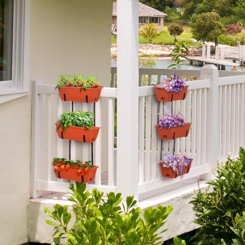 oyeal hanging flower pots for railing fence outdoor on a desk or shelf