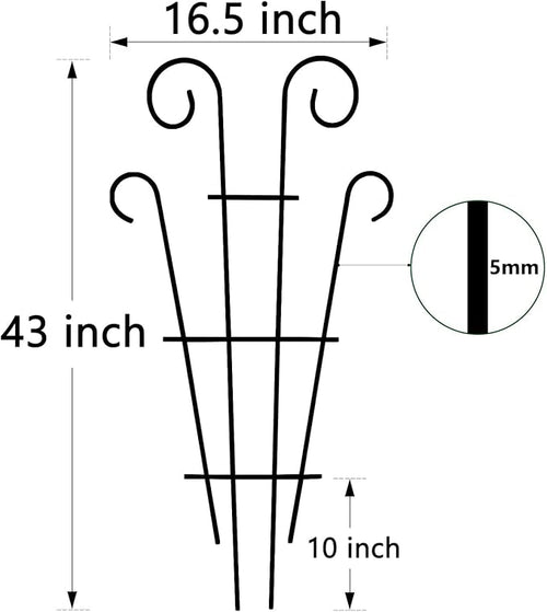 4 Pack 43'' Indoor Plant Trellis for Potted Plants Climbing, Outdoor Metal Garden Trellis Houseplants Flowers Vine Ivy, Wave Shape, Black