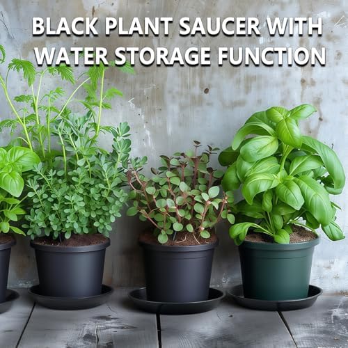 9 Pack Black Plant Pot Saucers, 8 10 12 Inch Heavy Duty PP Trays | Plant Watering Trays for Indoor & Outdoor Flower Pots