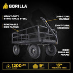 gorilla carts steel utility garden cart, 1200 lb. shown in use