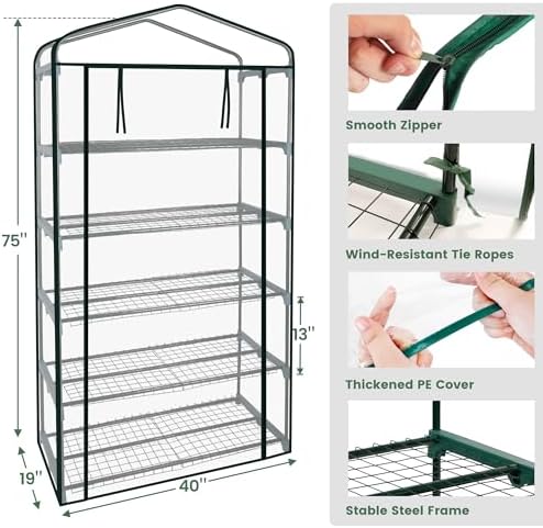 worth garden 50% extra wide mini greenhouse 5, side view