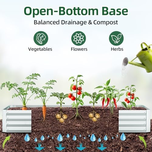 ohuhu 8x4x1 ft raised garden bed outdoor with, side view