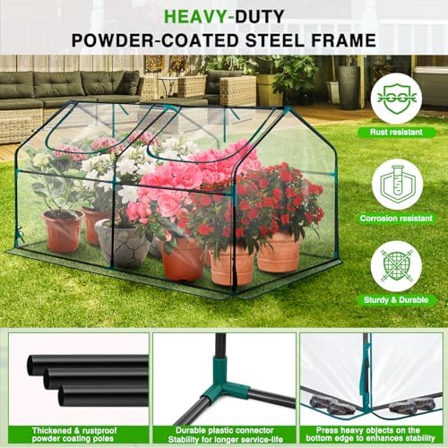 yesker mini greenhouse 71"x36"x36" portable small green house showing dimensions