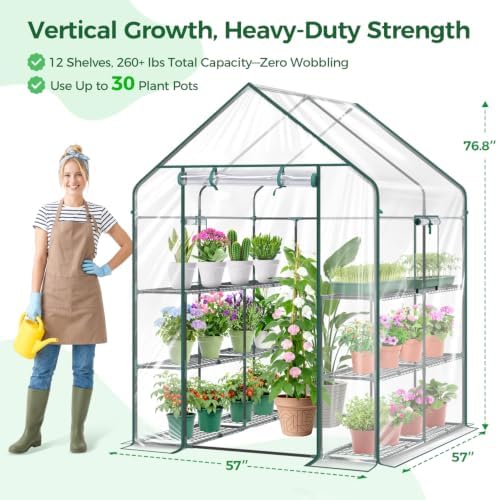 ohuhu plastic greenhouse for outdoors: portable walk in shown in use
