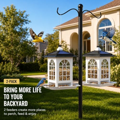 birdream 2 pack solar bird feeders for outdoors showing dimensions