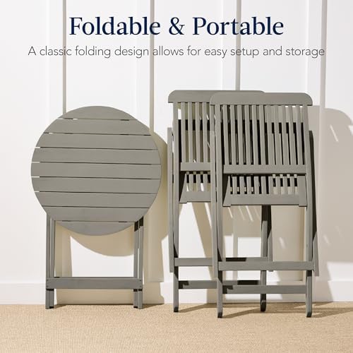 best choice products 3-piece acacia wood bistro set, close-up detail