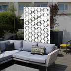 74.8" metal privacy screen outdoor freestanding with stand, close-up detail