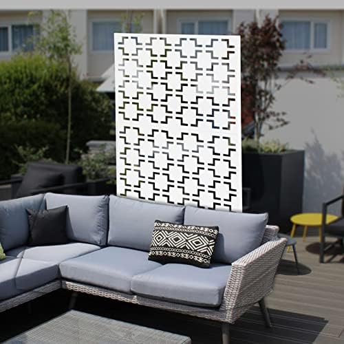 74.8" metal privacy screen outdoor freestanding with stand, close-up detail