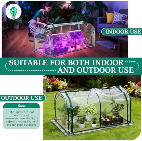 meonum mini greenhouse with grow light, 51.18 "l, side view