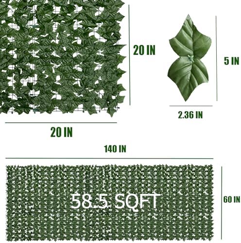 artificial ivy plants privacy fence screen: 60" x shown in use