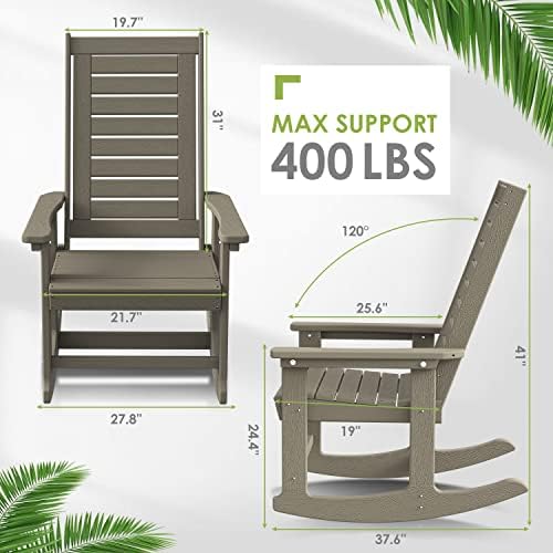 greenvines outdoor rocking chairs set of 2, hdpe, close-up detail