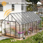 cdcasa 20x10x10 ft polycarbonate greenhouse for outdoors w/4, package contents