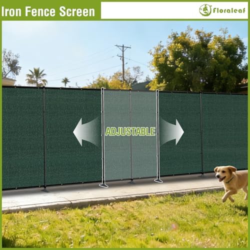 6'x12' privacy fence sets with iron poles outdoor showing dimensions
